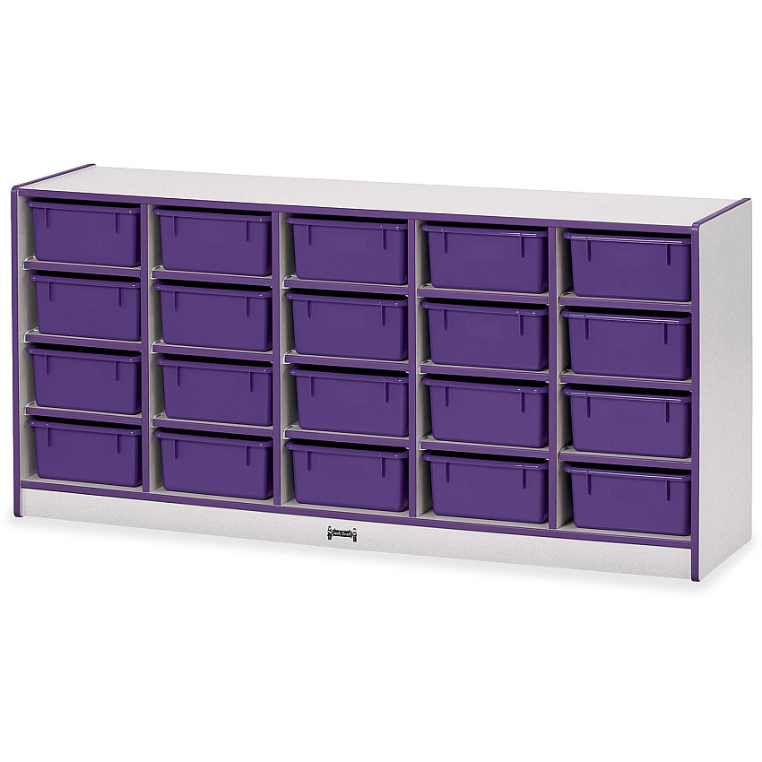 Jonti-Craft Rainbow Accents Cubbie Mobile Storage 20 Compartment(s) - 29.50" Height x 24.50" Width x 15" Depth - Durable, Laminated - Purple - Hard Rubber - 1 Each (4020JCWW004)