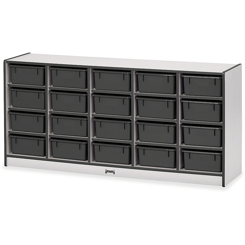 Jonti-Craft Rainbow Accents Mobile Tub Bin Storage 20 Compartment(s) - 29.50" Height x 24.50" Width x 15" Depth - Durable, Laminated - Black - Hard Rubber - 1 Each (4021JCWW180)