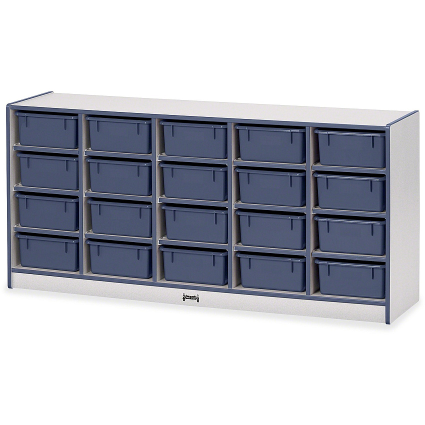 Jonti-Craft Rainbow Accents Mobile Tub Bin Storage 20 Compartment(s) - 29.50" Height x 24.50" Width x 15" Depth - Durable, Laminated - Navy - Hard Rubber - 1 Each (4021JCWW112)