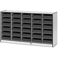Rainbow Accents Rainbow Accents Mobile Paper-Tray Storage 30 Compartment(s) - 35.50" Height x 60" Width x 15" Depth - Chip Resistant, Laminated - Freckled Gray - Rubber - 1 Each (0931JCWW180)