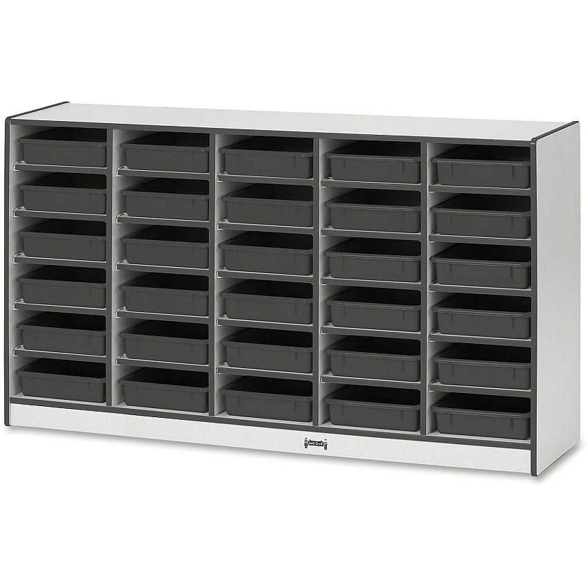 Rainbow Accents Rainbow Accents Mobile Paper-Tray Storage 30 Compartment(s) - 35.50" Height x 60" Width x 15" Depth - Chip Resistant, Laminated - Freckled Gray - Rubber - 1 Each (0931JCWW180)