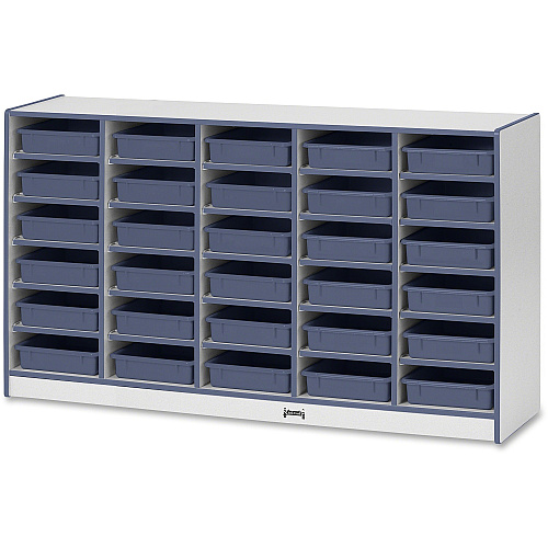 Jonti-Craft Rainbow Accents Mobile Paper-Tray Storage 30 Compartment(s) - 35.50" Height x 60" Width x 15" Depth - Chip Resistant, Laminated - Navy - Rubber - 1 Each (0931JCWW112)