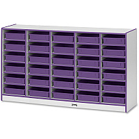 Jonti-Craft Rainbow Accents Mobile Paper-Tray Storage 30 Compartment(s) - 35.50" Height x 60" Width x 15" Depth - Chip Resistant, Laminated - Purple - Rubber - 1 Each (0931JCWW004)