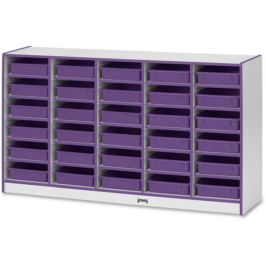 Jonti-Craft Rainbow Accents Mobile Paper-Tray Storage 30 Compartment(s) - 35.50" Height x 60" Width x 15" Depth - Chip Resistant, Laminated - Purple - Rubber - 1 Each (0931JCWW004)
