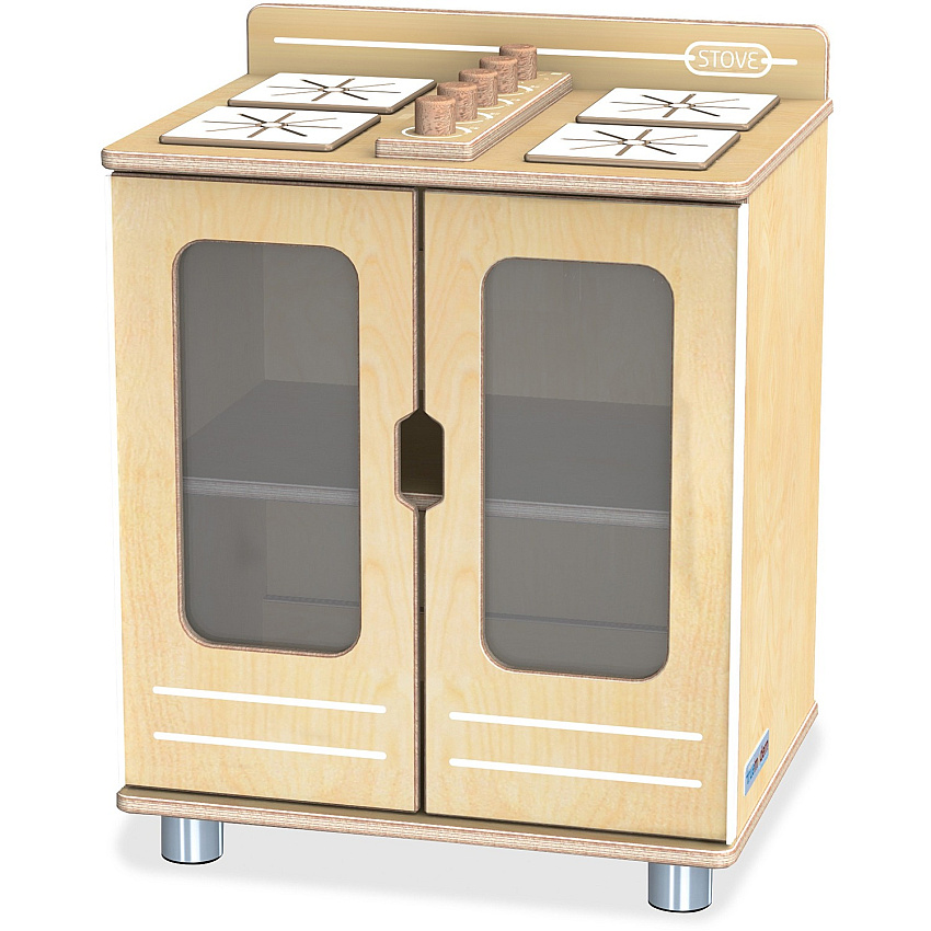 Jonti-Craft TrueModern Play Kitchen Stove 1 Each - Baltic - Anodized Aluminum (1709JC)