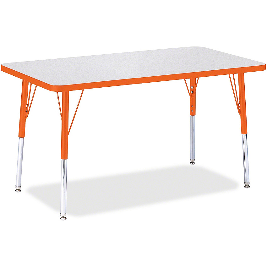 Jonti-Craft Berries Adult Height Color Edge Rectangle Table Laminated Rectangle, Orange Top - Four Leg Base - 4 Legs - Height Adjustable - 24" to 31" Adjustment - 36" Table Top Length x 24" Table Top Width x 1.13" Table Top Thickness - 31" He (6478JCA114)