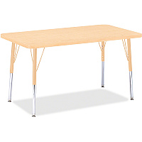 Jonti-Craft Berries Adult Height Maple Top/Edge Rectangle Table Laminated Rectangle, Maple Top - Four Leg Base - 4 Legs - Height Adjustable - 24