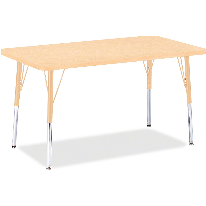 Jonti-Craft Berries Adult Height Maple Top/Edge Rectangle Table Laminated Rectangle, Maple Top - Four Leg Base - 4 Legs - Height Adjustable - 24" to 31" Adjustment - 36" Table Top Length x 24" Table Top Width x 1.13" Table Top Thickness - 31" (6478JCA251)