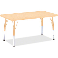 Jonti-Craft Berries Elementary Maple Top/Edge Rectangle Table Laminated Rectangle, Maple Top - Four Leg Base - 4 Legs - Height Adjustable - 15" to 24" Adjustment - 36" Table Top Length x 24" Table Top Width x 1.13" Table Top Thickness - 24" H (6478JCE251)