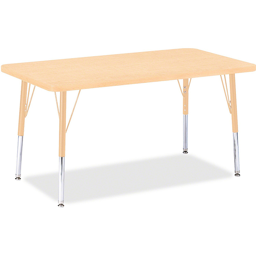 Jonti-Craft Berries Elementary Maple Top/Edge Rectangle Table Laminated Rectangle, Maple Top - Four Leg Base - 4 Legs - Height Adjustable - 15" to 24" Adjustment - 36" Table Top Length x 24" Table Top Width x 1.13" Table Top Thickness - 24" H (6478JCE251)