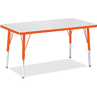Jonti-Craft Berries Elementary Height Color Edge Rectangle Table Gray Rectangle Top - Four Leg Base - 4 Legs - Height Adjustable - 15