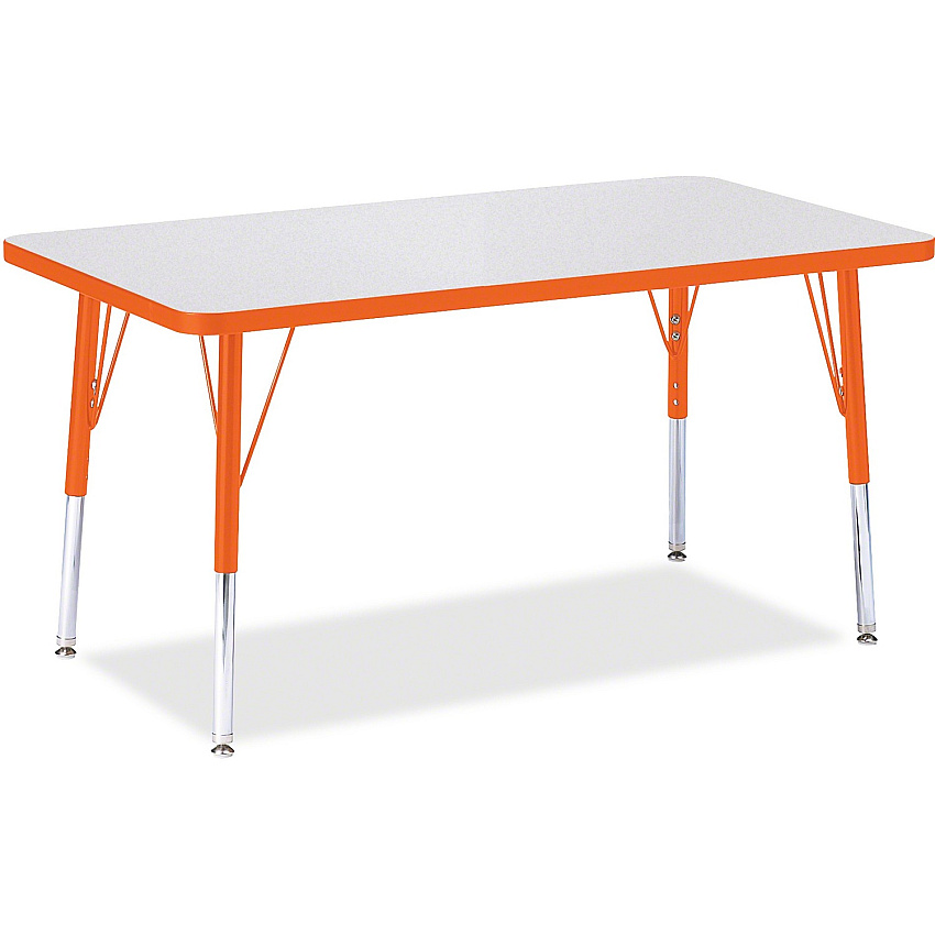 Jonti-Craft Berries Elementary Height Color Edge Rectangle Table Gray Rectangle Top - Four Leg Base - 4 Legs - Height Adjustable - 15" to 24" Adjustment - 36" Table Top Length x 24" Table Top Width x 1.13" Table Top Thickness - 24" Height - A (6478JCE114)