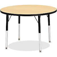 Jonti-Craft Berries Adult Height Color Top Round Table Laminated Round, Maple Top - Four Leg Base - 4 Legs - Height Adjustable - 24" to 31" Adjustment x 1.13" Table Top Thickness x 36" Table Top Diameter - 31" Height - Art, Craft - Assembly R (6488JCA011)