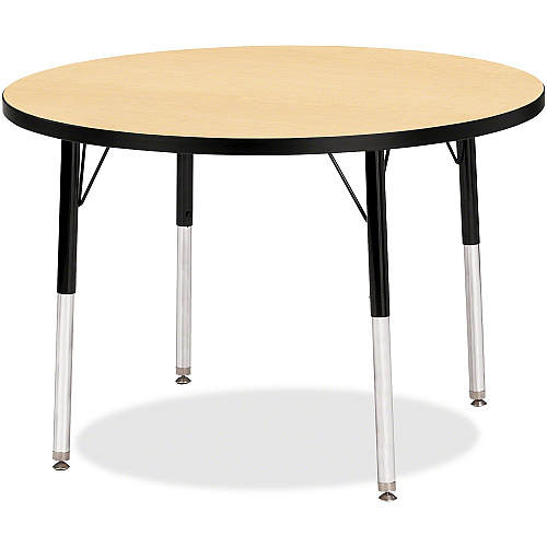 Jonti-Craft Berries Adult Height Color Top Round Table Laminated Round, Maple Top - Four Leg Base - 4 Legs - Height Adjustable - 24" to 31" Adjustment x 1.13" Table Top Thickness x 36" Table Top Diameter - 31" Height - Art, Craft - Assembly R (6488JCA011)