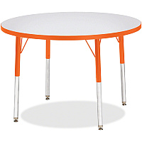 Jonti-Craft Berries Adult Height Color Edge Round Table Laminated Round, Orange Top - Four Leg Base - 4 Legs - Height Adjustable - 24" to 31" Adjustment x 1.13" Table Top Thickness x 36" Table Top Diameter - 31" Height - Art, Craft - Assembly (6488JCA114)