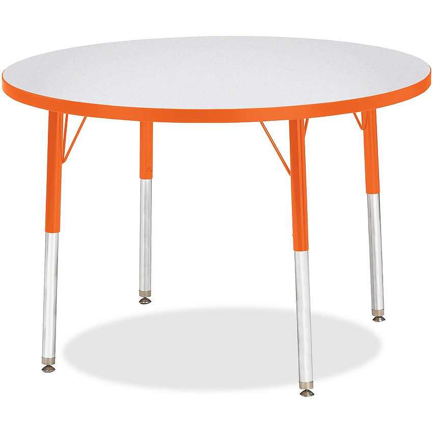 Jonti-Craft Berries Adult Height Color Edge Round Table Laminated Round, Orange Top - Four Leg Base - 4 Legs - Height Adjustable - 24" to 31" Adjustment x 1.13" Table Top Thickness x 36" Table Top Diameter - 31" Height - Art, Craft - Assembly (6488JCA114)