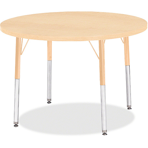 Jonti-Craft Berries Adult Height Maple Top/Edge Round Table Laminated Round, Maple Top - Four Leg Base - 4 Legs - Height Adjustable - 24" to 31" Adjustment x 1.13" Table Top Thickness x 36" Table Top Diameter - 31" Height - Art, Craft - Assem (6488JCA251)