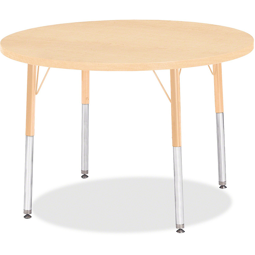 Jonti-Craft Berries Adult Height Maple Top/Edge Round Table Laminated Round, Maple Top - Four Leg Base - 4 Legs - Height Adjustable - 24" to 31" Adjustment x 1.13" Table Top Thickness x 36" Table Top Diameter - 31" Height - Art, Craft - Assem (6488JCA251)