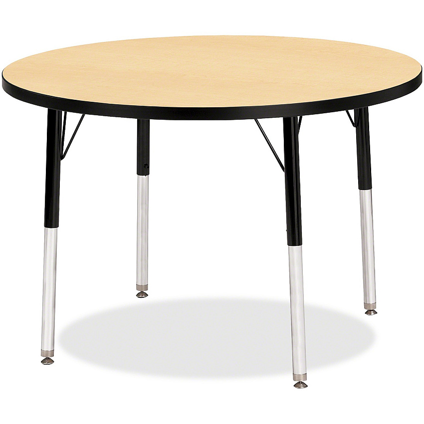 Jonti-Craft Berries Elementary Height Color Top Round Table Laminated Round, Maple Top - Four Leg Base - 4 Legs - Height Adjustable - 15" to 24" Adjustment x 1.13" Table Top Thickness x 36" Table Top Diameter - Art, Craft - Assembly Required  (6488JCE011)