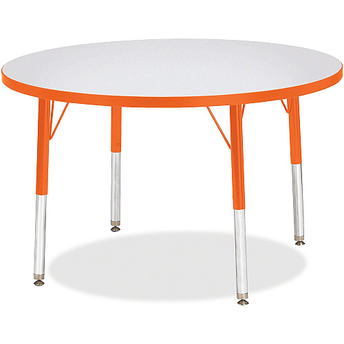 Jonti-Craft Berries Elementary Height Color Edge Round Table Gray Round Top - Four Leg Base - 4 Legs - Height Adjustable - 24" to 31" Adjustment x 1.13" Table Top Thickness x 36" Table Top Diameter - Art, Craft - Assembly Required - Freckled  (6488JCE114)