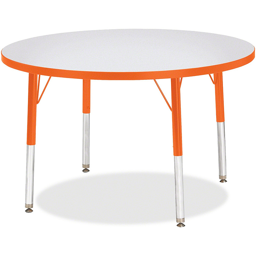 Jonti-Craft Berries Elementary Height Color Edge Round Table Gray Round Top - Four Leg Base - 4 Legs - Height Adjustable - 24" to 31" Adjustment x 1.13" Table Top Thickness x 36" Table Top Diameter - Art, Craft - Assembly Required - Freckled  (6488JCE114)