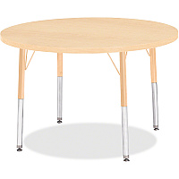 Jonti-Craft Elementary Height Maple Round Table Laminated Round, Maple Top - Four Leg Base - 4 Legs - Height Adjustable - 15" to 24" Adjustment x 1.13" Table Top Thickness x 36" Table Top Diameter - 24" Height - Art, Craft - Assembly Required (6488JCE251)