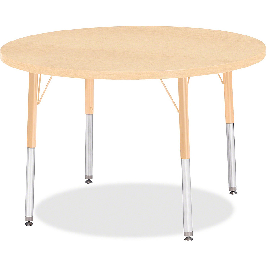 Jonti-Craft Elementary Height Maple Round Table Laminated Round, Maple Top - Four Leg Base - 4 Legs - Height Adjustable - 15" to 24" Adjustment x 1.13" Table Top Thickness x 36" Table Top Diameter - 24" Height - Art, Craft - Assembly Required (6488JCE251)