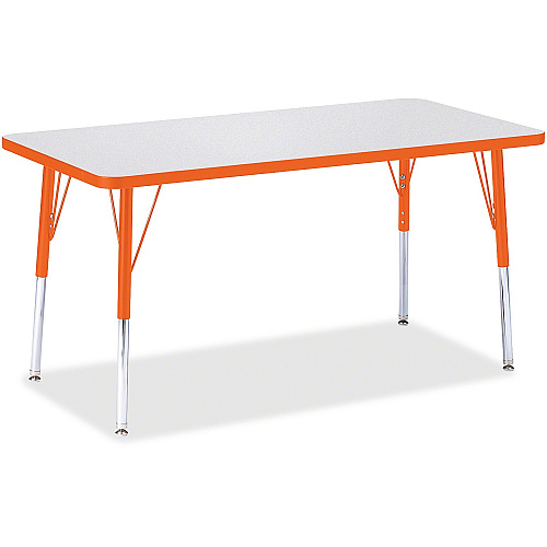 Jonti-Craft Berries Adult Height Color Edge Rectangle Table Laminated Rectangle, Orange Top - Four Leg Base - 4 Legs - Height Adjustable - 24" to 31" Adjustment - 48" Table Top Length x 24" Table Top Width x 1.13" Table Top Thickness - 31" He (6403JCA114)