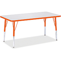 Jonti-Craft Berries Elementary Height Color Edge Rectangle Table Laminated Rectangle Top - Four Leg Base - 4 Legs - Height Adjustable - 15" to 24" Adjustment - 48" Table Top Length x 24" Table Top Width x 1.13" Table Top Thickness - 24" Heigh (6403JCE114)