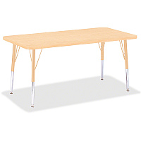 Jonti-Craft Berries Elementary Maple Laminate Rectangle Table Laminated Rectangle, Maple Top - Four Leg Base - 4 Legs - Height Adjustable - 15" to 24" Adjustment - 48" Table Top Length x 24" Table Top Width x 1.13" Table Top Thickness - 24" H (6403JCE251)