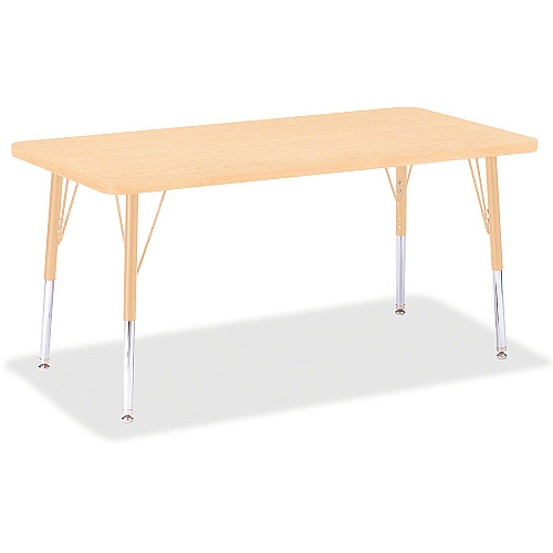 Jonti-Craft Berries Elementary Maple Laminate Rectangle Table Laminated Rectangle, Maple Top - Four Leg Base - 4 Legs - Height Adjustable - 15" to 24" Adjustment - 48" Table Top Length x 24" Table Top Width x 1.13" Table Top Thickness - 24" H (6403JCE251)