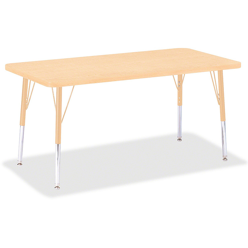 Jonti-Craft Berries Elementary Maple Laminate Rectangle Table Laminated Rectangle, Maple Top - Four Leg Base - 4 Legs - Height Adjustable - 15" to 24" Adjustment - 48" Table Top Length x 24" Table Top Width x 1.13" Table Top Thickness - 24" H (6403JCE251)