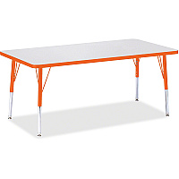 Jonti-Craft Berries Elementary Height Color Edge Rectangle Table Laminated Rectangle, Orange Top - Four Leg Base - 4 Legs - Height Adjustable - 15