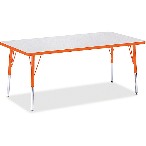 Jonti-Craft Berries Elementary Height Color Edge Rectangle Table Laminated Rectangle, Orange Top - Four Leg Base - 4 Legs - Height Adjustable - 15" to 24" Adjustment - 60" Table Top Length x 30" Table Top Width x 1.13" Table Top Thickness - 2 (6408JCE114)
