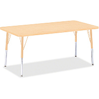 Jonti-Craft Berries Adult Height Maple Top/Edge Rectangle Table Laminated Rectangle, Maple Top - Four Leg Base - 4 Legs - Height Adjustable - 24