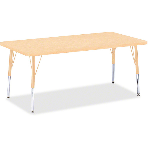 Jonti-Craft Berries Elementary Maple Top/Edge Rectangle Table Laminated Rectangle, Maple Top - Four Leg Base - 4 Legs - Height Adjustable - 15" to 24" Adjustment - 60" Table Top Length x 30" Table Top Width x 1.13" Table Top Thickness - 24" H (6408JCE251)