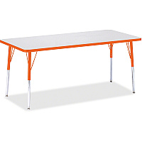 Jonti-Craft Berries Adult Height Color Edge Rectangle Table Laminated Rectangle, Orange Top - Four Leg Base - 4 Legs - Height Adjustable - 24" to 31" Adjustment - 72" Table Top Length x 30" Table Top Width x 1.13" Table Top Thickness - 31" He (6413JCA114)