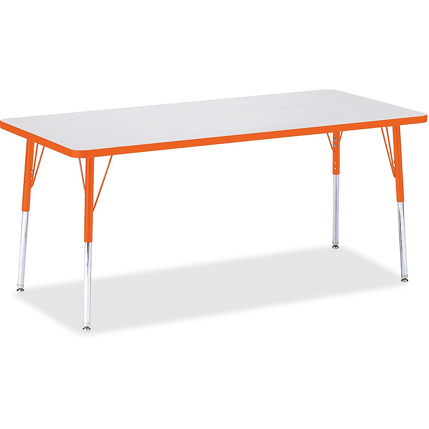 Jonti-Craft Berries Adult Height Color Edge Rectangle Table Laminated Rectangle, Orange Top - Four Leg Base - 4 Legs - Height Adjustable - 24" to 31" Adjustment - 72" Table Top Length x 30" Table Top Width x 1.13" Table Top Thickness - 31" He (6413JCA114)
