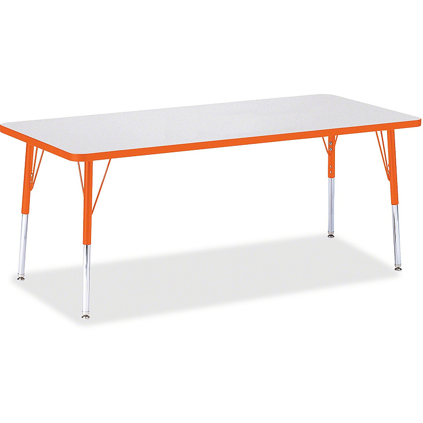 Jonti-Craft Berries Elementary Height Color Edge Rectangle Table Gray Rectangle Top - Four Leg Base - 4 Legs - Height Adjustable - 15" to 24" Adjustment - 72" Table Top Length x 30" Table Top Width x 1.13" Table Top Thickness - 24" Height - A (6413JCE114)