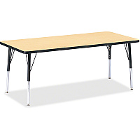 Jonti-Craft Berries Elementary Height Color Top Rectangle Table Laminated Rectangle, Maple Top - Four Leg Base - 4 Legs - Height Adjustable - 15