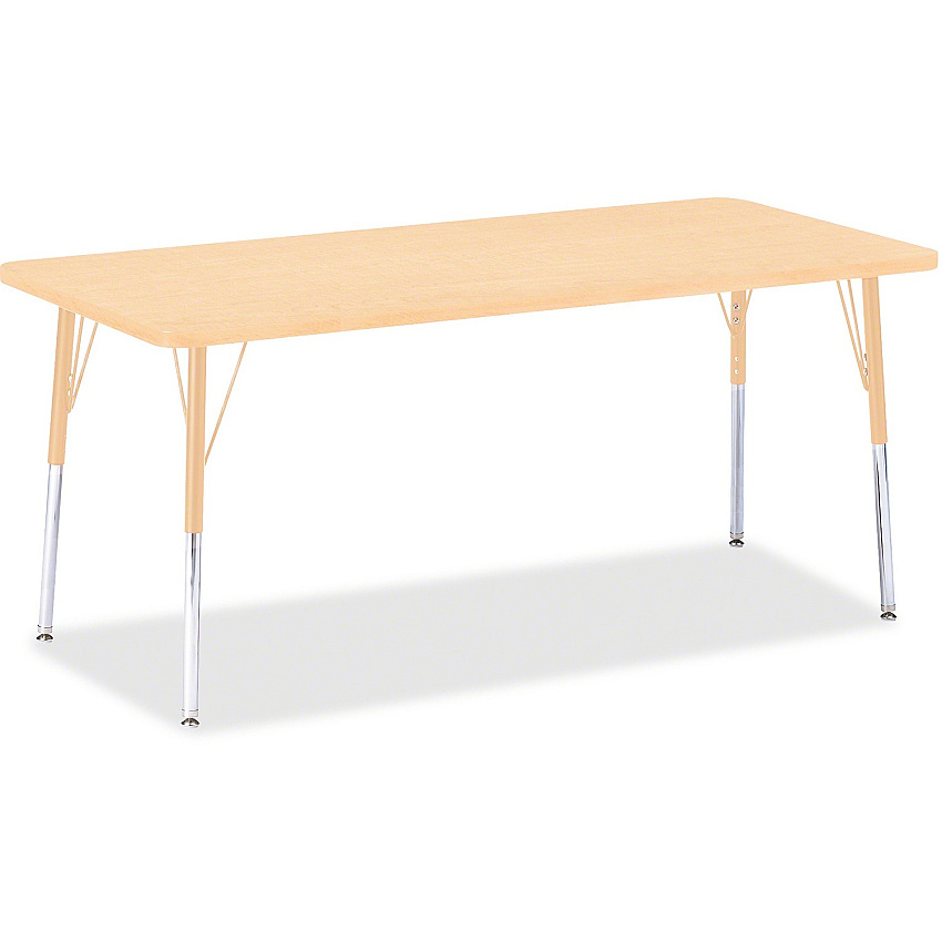 Jonti-Craft Berries Adult Height Maple Top/Edge Rectangle Table Laminated Rectangle, Maple Top - Four Leg Base - 4 Legs - Height Adjustable - 24" to 31" Adjustment - 72" Table Top Length x 30" Table Top Width x 1.13" Table Top Thickness - 31" (6413JCA251)