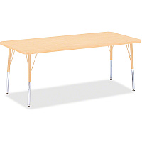 Jonti-Craft Berries Elementary Maple Top/Edge Rectangle Table Laminated Rectangle, Maple Top - Four Leg Base - 4 Legs - Height Adjustable - 15" to 24" Adjustment - 72" Table Top Length x 30" Table Top Width - 24" Height x 72" Width x 30" Dept (6413JCE251)