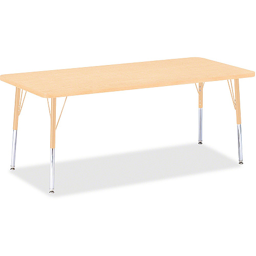 Jonti-Craft Berries Elementary Maple Top/Edge Rectangle Table Laminated Rectangle, Maple Top - Four Leg Base - 4 Legs - Height Adjustable - 15" to 24" Adjustment - 72" Table Top Length x 30" Table Top Width - 24" Height x 72" Width x 30" Dept (6413JCE251)