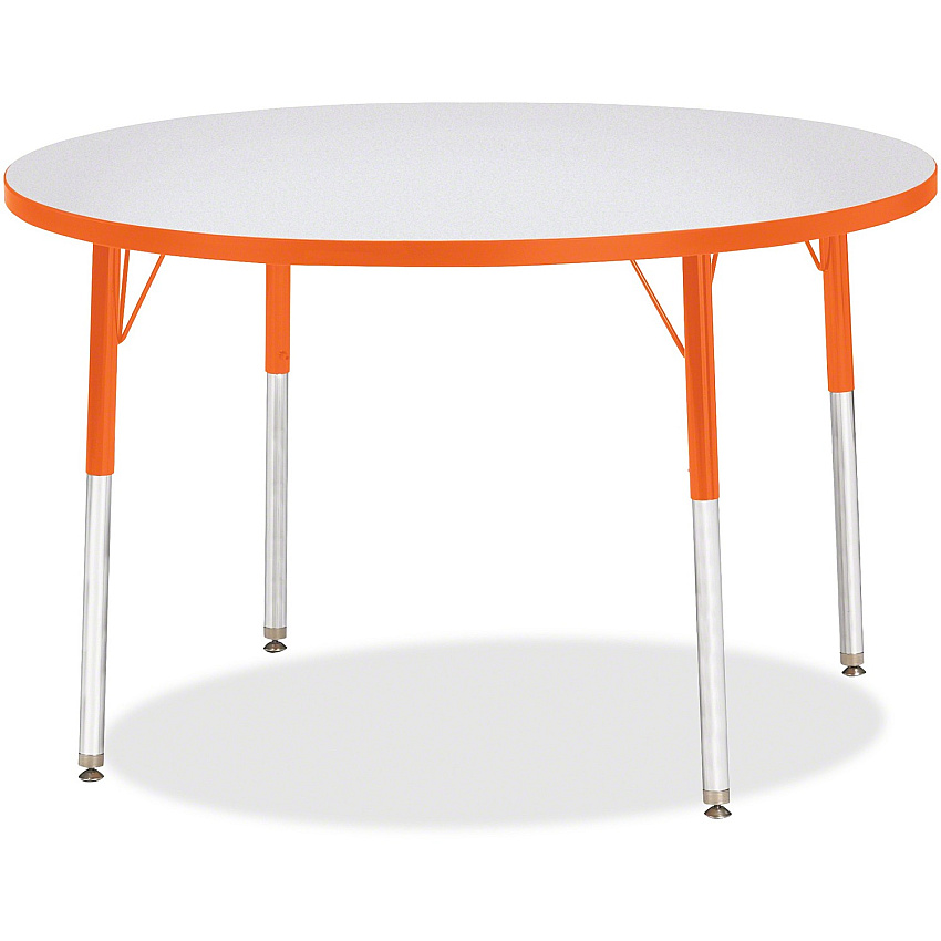 Jonti-Craft Berries Adult Height Color Edge Round Table Laminated Round, Orange Top - Four Leg Base - 4 Legs - Height Adjustable - 24" to 31" Adjustment x 1.13" Table Top Thickness x 42" Table Top Diameter - 31" Height - Art, Craft - Assembly (6468JCA114)