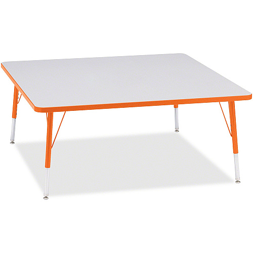 Jonti-Craft Berries Elementary Height Color Edge Square Table Laminated Square, Orange Top - Four Leg Base - 4 Legs - Height Adjustable - 15" to 24" Adjustment - 48" Table Top Length x 48" Table Top Width x 1.13" Table Top Thickness - 24" Hei (6418JCE114)