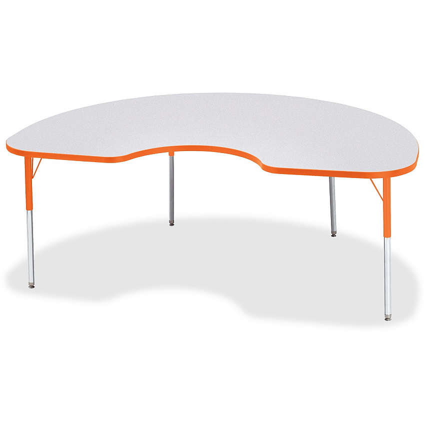 Jonti-Craft Berries Adult Height Prism Color Edge Kidney Table Laminated Kidney-shaped, Orange Top - Four Leg Base - 4 Legs - Height Adjustable - 24" to 31" Adjustment - 72" Table Top Length x 48" Table Top Width x 1.13" Table Top Thickness - (6423JCA114)