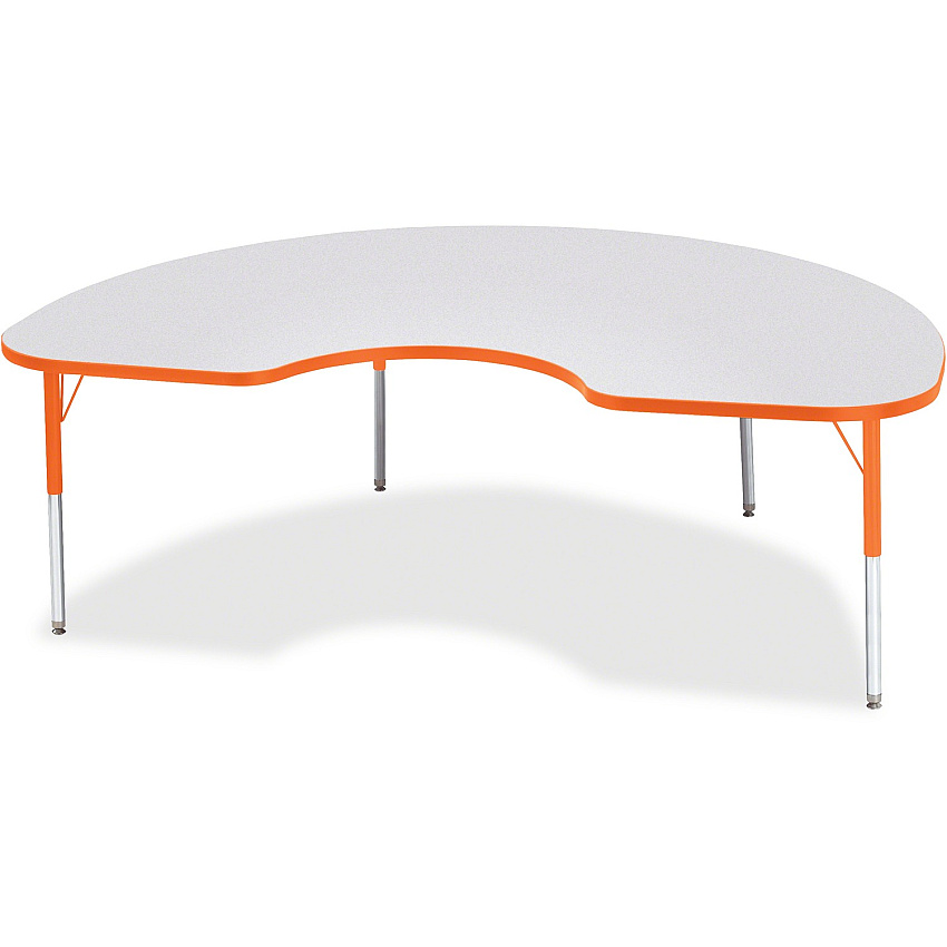 Jonti-Craft Berries Elementary Height Color Edge Kidney Table Laminated Kidney-shaped, Orange Top - Four Leg Base - 4 Legs - Height Adjustable - 15" to 24" Adjustment - 72" Table Top Length x 48" Table Top Width x 1.13" Table Top Thickness -  (6423JCE114)