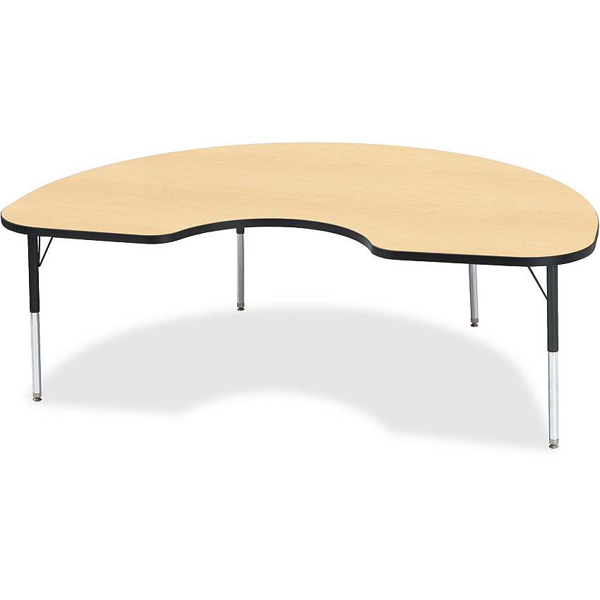 Jonti-Craft Berries Elementary Height Color Top Kidney Table Laminated Kidney-shaped, Maple Top - Four Leg Base - 4 Legs - Height Adjustable - 15" to 24" Adjustment - 72" Table Top Length x 48" Table Top Width x 1.13" Table Top Thickness - 24 (6423JCE011)