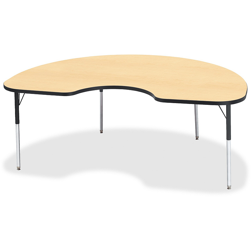 Jonti-Craft Berries Adult Color Top Kidney Table Laminated Kidney-shaped, Maple Top - Four Leg Base - 4 Legs - Height Adjustable - 24" to 31" Adjustment - 72" Table Top Length x 48" Table Top Width x 1.13" Table Top Thickness - 31" Height - A (6423JCA011)