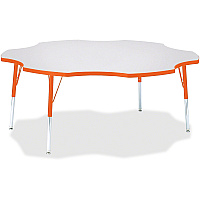 Jonti-Craft Berries Prism Six-Leaf Student Table Laminated, Orange Top - Four Leg Base - 4 Legs - Height Adjustable - 24" to 31" Adjustment x 1.13" Table Top Thickness x 60" Table Top Diameter - 31" Height - Educational Environment - Assembly (6458JCA114)